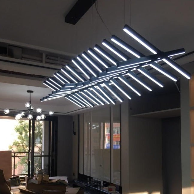 Modern LED Chandelier Lighting - Black/White Office Pendant