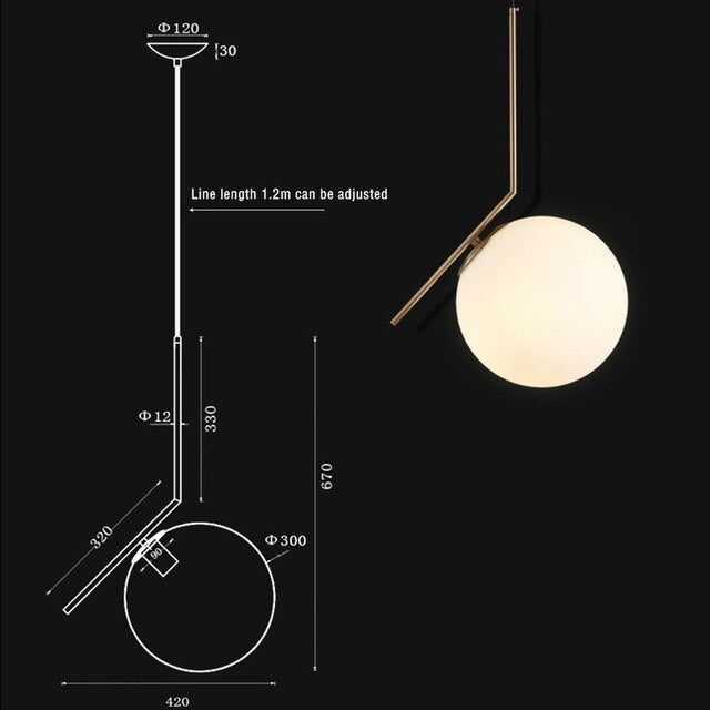 Milky White Glass Globe Minimalist Pendant Lights