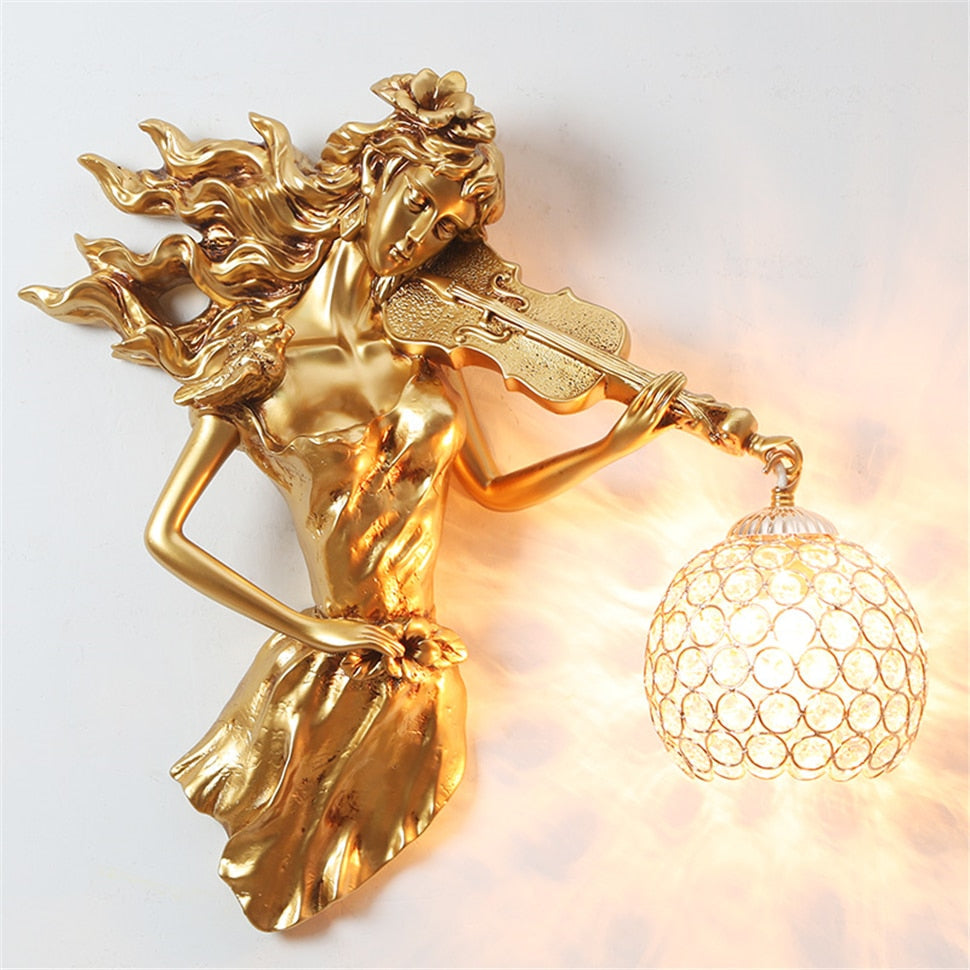 Gold Violin Singer Wall Lamp