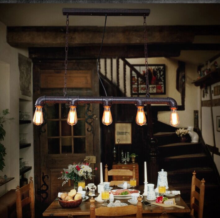 Vintage Industrial Pipe Pendant Chandelier