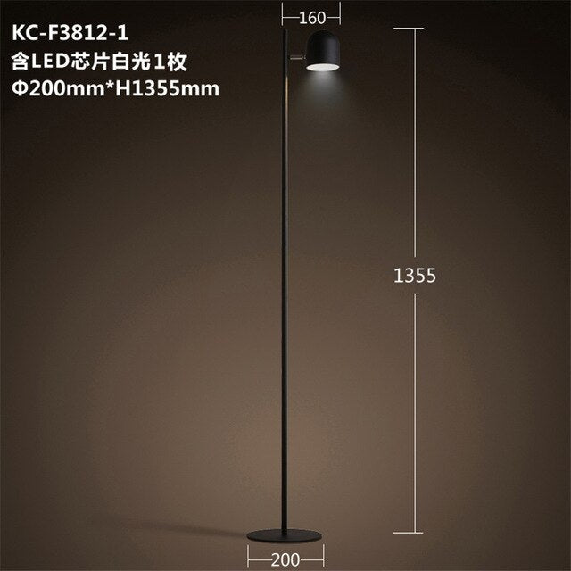 Adjustable 3-Bulb Slim Iron Floor Lamp