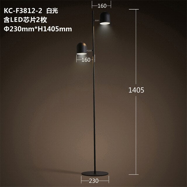Adjustable 3-Bulb Slim Iron Floor Lamp