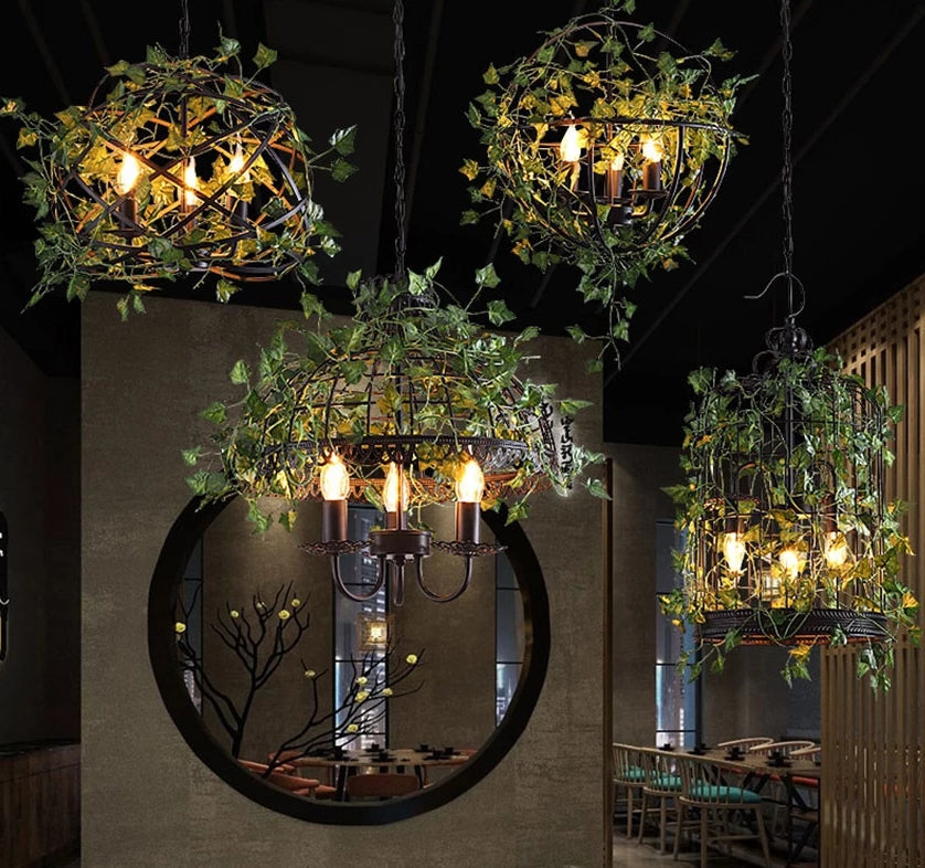 Emory - Vintage Industrial Bird Cage Hanging Lamp